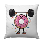 Donut Gym Bro Pillow, Funny Lifting Decor, Weightlifting Throw Pillow, Novelty Home Decor, Pink Donut Design - Tawshia